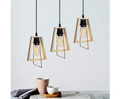GBLY Pendelleuchte Holz Vintage Esstischlampe 3 flammig E27 120cm Höhenverstellbare Hängelampe rustikal Pendellampe Deko Hängeleuchte für Wohnzimmer Schlafzimmer Flur Küche Bar (ohne Birne)