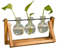 Venus Valink Pflanzenregale, Glasvase, Tisch, Hydrokultur, Holz, Vintage-Stil, Blumenkübelhalter, Aufbewahrungsregal für Zuhause und Garten, Retro Color, 3 Vase
