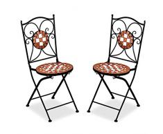 Deuba Mosaikstühle Gernika 2er Set Klappbar Sitzhöhe 45cm Metall Stabil Mosaik Balkonstühle Gartenstuhl Klappstuhl