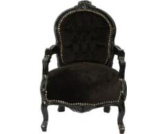 Casa Padrino Barock Kinder Stuhl Schwarz/Schwarz - Armlehnstuhl