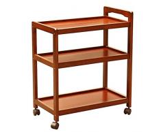 Ybzx 3-Tier Rolling Bar mit Wein | Küchenwagen | Herausnehmbare Tabletts | Tragbare Massivholzkippe | Tee Kaffee Getränk Zuhause 59 x 31,5 x 72,5 cm