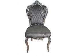 Casa Padrino Barock Esszimmer Stuhl Grau/Silber mit Bling Bling Glitzersteinen - Antik Stil