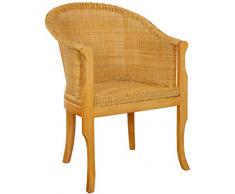 korb.outlet Rattan-Sessel mit Holzbeinen, Sessel aus echtem Rattan - Rattanstuhl Club (Honig)