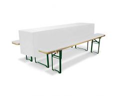 Beautissu Comfort S gepolsterte Bierbank-Auflage & Tisch-Husse 3 TLG. Set für 50cm breite Bierzeltgarnitur Weiß & weitere Farben