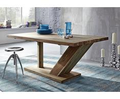 MASSIVMOEBEL24.DE Palisander massiv Holz Möbel geölt Natur Säulentisch 220x100 Sheesham massiv Möbel Massivholz braun Buddha #131