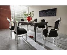 Casa Padrino Barock Esszimmer Set Schwarz/Silber - Esstisch + 6 Stühle
