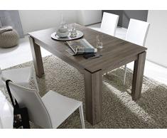 Beauty.Scouts Esstisch Vulkano Tisch, Esszimmertisch, Küchentisch, Holztisch, Glas, modern, Hochglanz/Landhaus, Esszimmer, Speisezimmer, Küche, Küche, in verschiedenen Designs, ausziehbar, 160-200x77x90 cm Farbe weiß