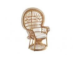 Pfauenthron Rattansessel Peacock aus Rattan inklusive Kissen - 88x71x130 cm