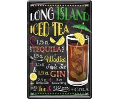 Long Island Gin Wodka Tequila Cocktail 20x30 cm Bar Party Keller Blechschild 107