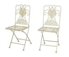 aubaho 2X Gartenstuhl Stuhl Bistrostuhl Garten Eisen antik Stil Creme weiß