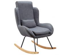 FineBuy Schaukelstuhl Corey Anthrazit Design Relaxsessel 75 x 110 x 88,5 cm | Sessel Stoff/Holz | Schwingsessel mit Gestell | Polster Relaxstuhl Schaukelsessel | Moderner Schwingstuhl | Hochlehner