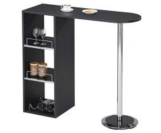 IDIMEX Bartisch Detroit modernes Design, Stehtisch Bistrotisch Küchentheke Bartresen Küchenbar Tresentisch, aus MDF, mit 3 Fächer, in schwarz foliert