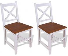 TTPF Esszimmerstuhl 2 Stück Massivholz aus Teakholz und Mahagoni - braune und weiße Designstühle