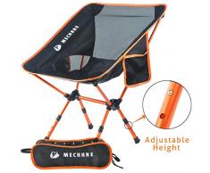 MECHHRE Klappbarer Campingstuhl mit Tragetasche – kompakter, ultraleichter Faltbarer Strandstuhl – Verstellbarer Höhe Tragbarer hoch belastbarer Outdoor Stuhl für Rucksackreisen, Wandern, Camping