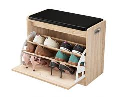 HOMFA Schuhschrank mit Sitzkissen Schuhbank Sitzbank Schuhtruhe Sitzkommode Schuhregal Schuhbank Schuhablage mit Stauraum für Flur Diele Verbindungsgang 60x29.5x50.5cm (Eiche)