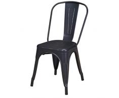 Duhome 1x Esszimmerstuhl/Stuhl aus Metall/Eisen Farbauswahl Küchenstuhl Stapelbar, Robust & Zeitlos 666, Farbe:Schwarz Used Look, Material:Metall