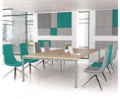 NOVA Konferenztisch 320x164cm Eiche mit ELEKTRIFIZIERUNG Besprechungstisch Tisch, Gestellfarbe:Silber