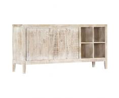N / A vidaXL Sideboard Mit 4 Fächern und 2 Türen, Vitrinenschrank Küchenschrank Esszimmerschrank, Massivholz, für Wohnzimmer, Schlafzimmer, Flur, Bad 160 x 40 x 76 cm