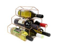 Rose Gold Weinregal | 6 Flasche freistehendes Weinregal | Sechseck modernes Design | Weinregal | M&W