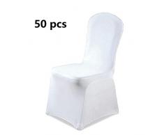 wolketon Stuhlhussen Universell 50x Weiß Stretchhusse Stuhl Husse für Esszimmer Restaurant Pflegeleicht und Langlebig