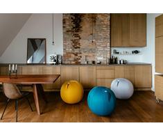 VLUV LEIV Stoff-Sitzball, ergonomisches Sitzmöbel für Büro und Zuhause, Farbe: Ruby (rubinrot), Ø 70cm - 75cm, Möbelbezugsstoff, robust und formstabil, mit Tragegriff
