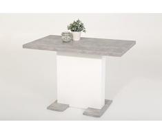 Eternity-Möbel24 Esstisch Säulentisch - Bugsy - Ausziehtisch Tisch ausziehbar in Beton/Weiß