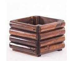 LY77 Blumen-Regal Pflanzen-Ständer Blumenkasten Karbonisiertes Holz Blumentopf Pflanzbaum Becken eckig Outdoor Grün Pflanzkasten Bonsai Pflanzkasten Massivholz Blumenkasten, 40 * 40 * 33cm