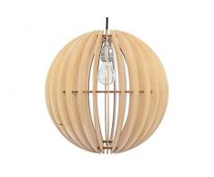 wodewa Moderne Pendelleuchte Holz Deckenleuchte Globe Natur Ø 39cm Nachhaltige Deckenlampe LED E27 Birkenholz Holzlampe höhenverstellbar Hängelampe