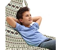 ABAKUHAUS Stammes Unicorn Toy Bag Lounger Stuhl, Aztec India, Hochleistungskuscheltieraufbewahrung mit Griff, Beige und Braun