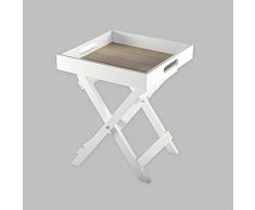 DRULINE Butlers Tray Tablett Tisch Beistelltisch Shabby Chic Vintage Klapptisch MDF Natur