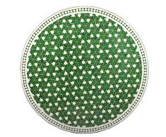 Marokkanischer Mosaiktisch ø 120cm rund Gartentisch Fliesentisch Esstisch mediterraner Mosaik - Tisch (Maar: grün/weiss)