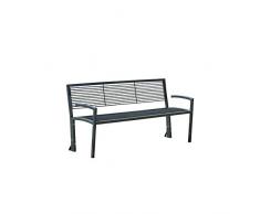 Sitzbank aus Stahl - in Grauguss-Optik - LxBxH 1500 x 555 x 780 mm - Bank Bank aus Holz Metall Kunststoff Holzbank Metallbank Metallbänke Parkbank Parkbank aus Drahtgitter Parkbänke aus Drahtgitter