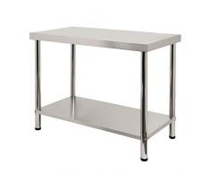 SAILUN® Edelstahl Arbeitstisch Gastro Küche Tisch Gastronomie Edelstahltisch mit extra großer unteren Ablagefläche (L x B x H: 100 x 60 x 85 cm)