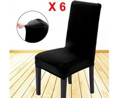 AllRight 6 x Stuhlhussen Stuhlbezug Stuhlüberzug Stretchhussen Hochzeit Mehrere Auswahl Schwarz