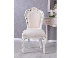 Esszimmerstuhl-Barock-Stuhl-Weiss-Barocksessel-Holzstuhl-Salonstuhl-Antik Palazzo Exklusiv