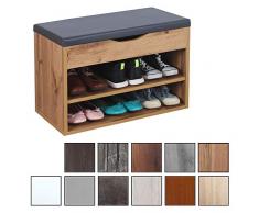 RICOO WM032-EW-A, Schuhregal, 60x42x30 cm, Klein, Eiche Braun, Sitzbank mit Stauraum, Sitztruhe, Schuhschrank mit Sitzkissen, Schuhbank Aufklappbar