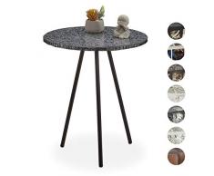Relaxdays Beistelltisch Mosaik, runder Ziertisch, handgefertigtes Unikat, 3 Beine, Mosaiktisch, HxD: 50 x 41 cm, schwarz