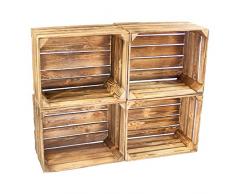 4 Stück Weinkisten gebrannt/geflammt - Tisch aus Obstkisten - Shabby chic - Set