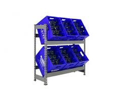 Getränkekistenregal 1000 x 1010 x 300 mm, 2 Ebenen, 100 kg Tragkraft/Ebene, GRAU