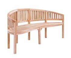 vidaXL Massivholz Teak Bananenbank Sitzbank Gartenbank Bank Parkbank Holzbank