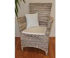 Rattansessel , Rattanstuhl Pluto Fb. zebra inkl. Polster weiß