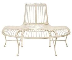 Gartenbank Bank Antik-Stil Garten Metall Eisen weiß Möbel Baumbank 134cm