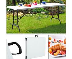 Monzana Gartentisch Buffettisch Klappbar 240 cm mit Tragegriff Kunststoff Weiß - Klapptisch Camping Partytisch Koffertisch