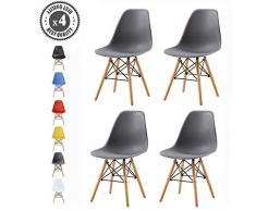 MCC Retro Design Stühle LIA Esszimmerstühle im 4er Set, Eiffelturm inspirierter Style für Küche, Büro, Lounge, Konferenzzimmer etc, 6 Farben, Kult (Grau)