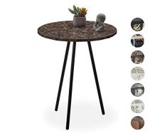 Relaxdays Beistelltisch Mosaik, runder Ziertisch, handgefertigtes Unikat, 3 Beine, Mosaiktisch, HxD: 50 x 41 cm, braun