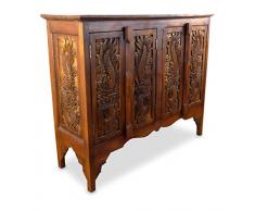 livasia Sideboard mit Schnitzerei, Anrichte, Kommode, Highboard, Esszimmerschrank aus Massivholz