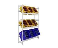 Getränkekistenregal 1800 x 1010 x 300 mm, bis zu 9 Kisten, 100 kg Tragkraft/Ebene, WEISS