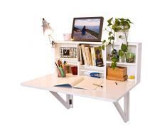 SoBuy FWT07-W Wandklapptisch mit integriertem Regal Wandschrank Küchentisch Esstisch weiß B90 x H36 x T60cm