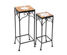 DanDiBo Blumenhocker Mosaik Eckig 2er Set 46 und 54 cm Blumenständer 12012 Beistelltisch Pflanzenständer Mosaiktisch