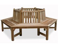 KMH®, 360° Baumbank (hexagonal) mit Rückenlehne aus massivem Teakholz! (#102150)